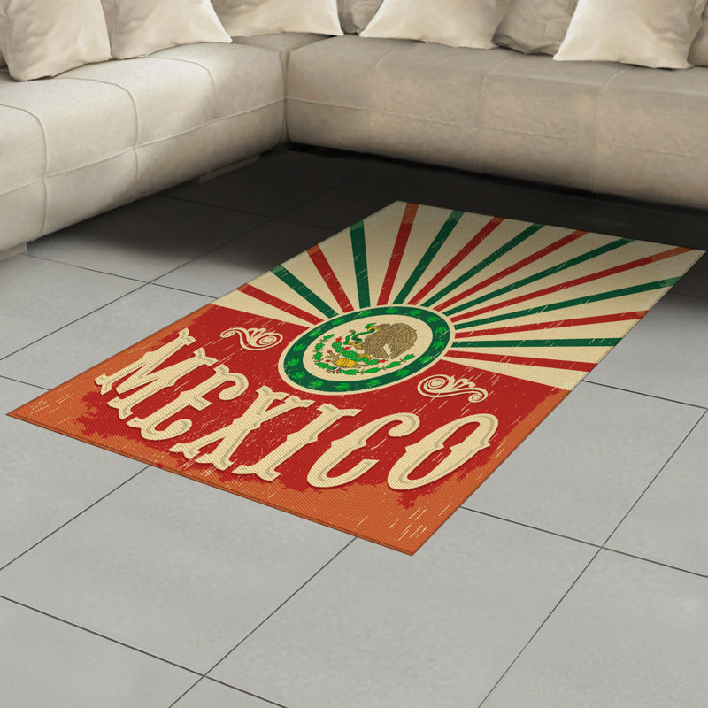 Tapis décoratif mexicain à haute densité en fibres longues, Rectangle— 4 pi x 5 pi 8 po