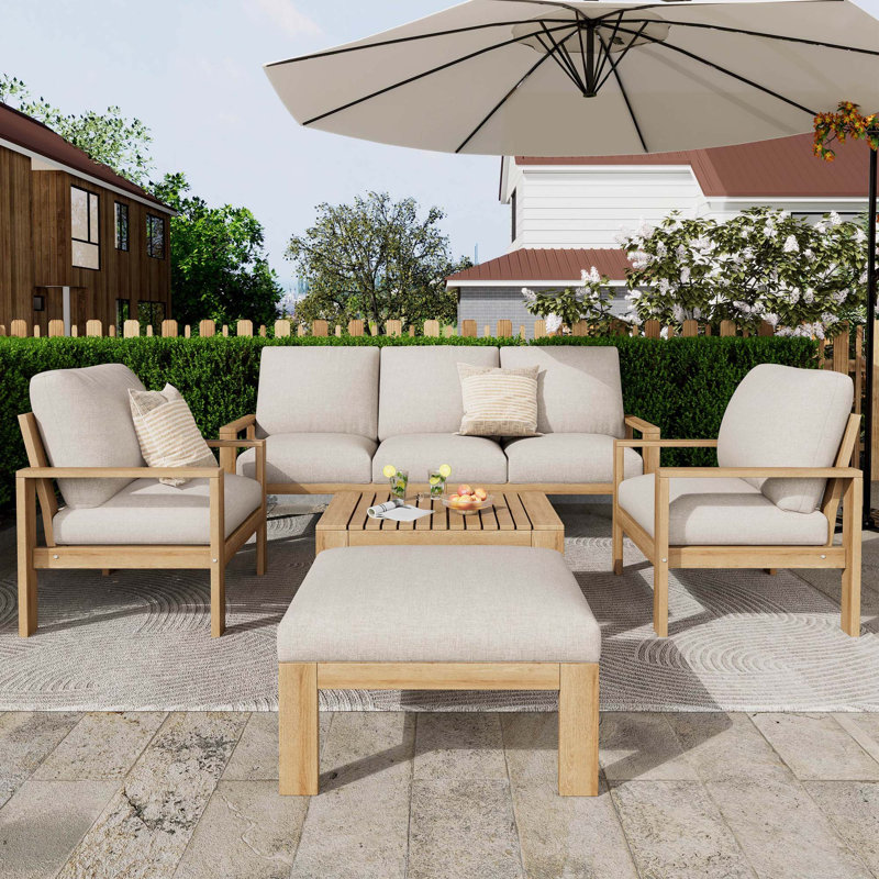 Ensemble de canapé modulaire d'extérieur 5 pièces en acacia