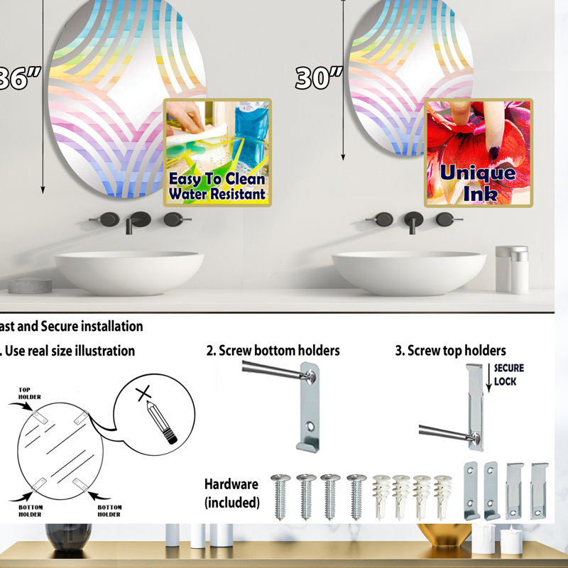 Miroir décoratif Rainbow Scenery Minimalisme Harmony - Baptist Fan | Ovale, 29,5 po x 19,6 po