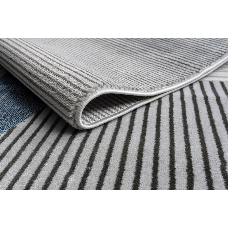  Tapis moderne 9 pi x 12 pi | Grand tapis géométrique pour la décoration intérieure | Bleu gris, Rectangle 9 pi x 12 pi