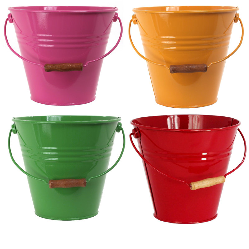 Handmade Metal Pot Planter, Green/Yellow/Red/Pink, 4