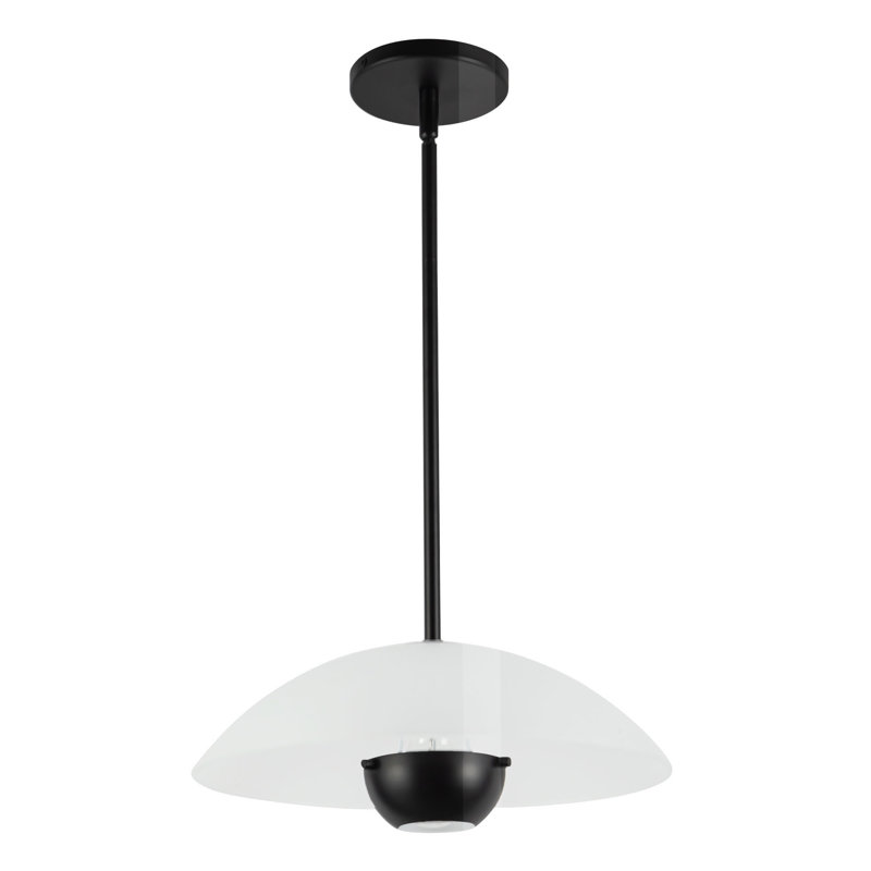 Umbra 14-in Black Pendant, 14-in, Matte Opal Glass / Black