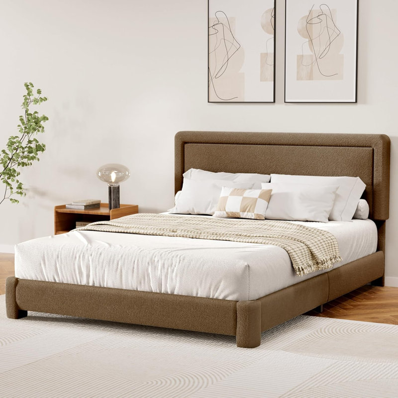 Cordoba Upholstered Platform Bed with Adjustable Headboard, Gray, King