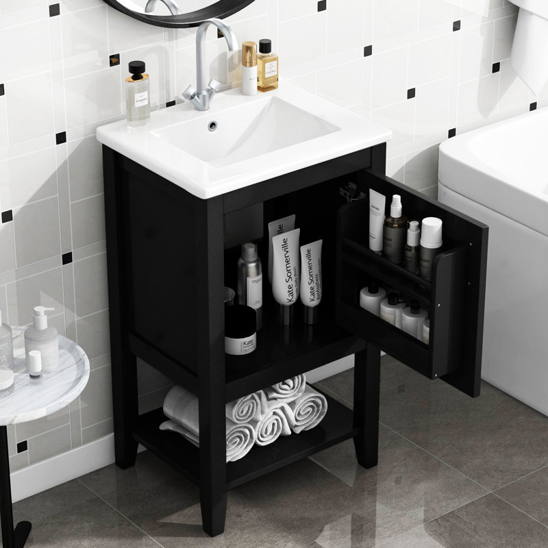 Meuble-lavabo de 20 po avec lavabo en céramique, porte, meuble-lavabo