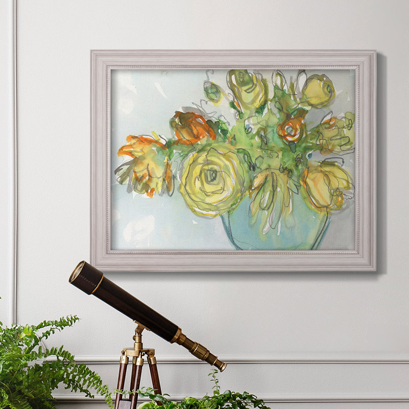 Accent floral printanier I, H 21 po x l 25 po x P 2,5 po, Papier encadré brun