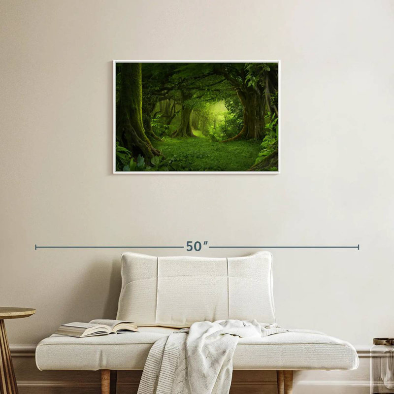 Mousse verte, Cadre flottant blanc, 31 po x 21 po