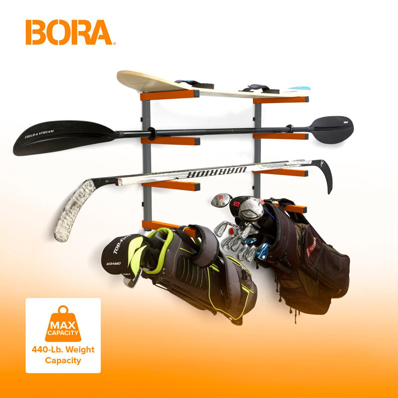 Material Rack Wall Mount Storage System And Lumber Storage Rack - PBR-0410, Orange/Grey
