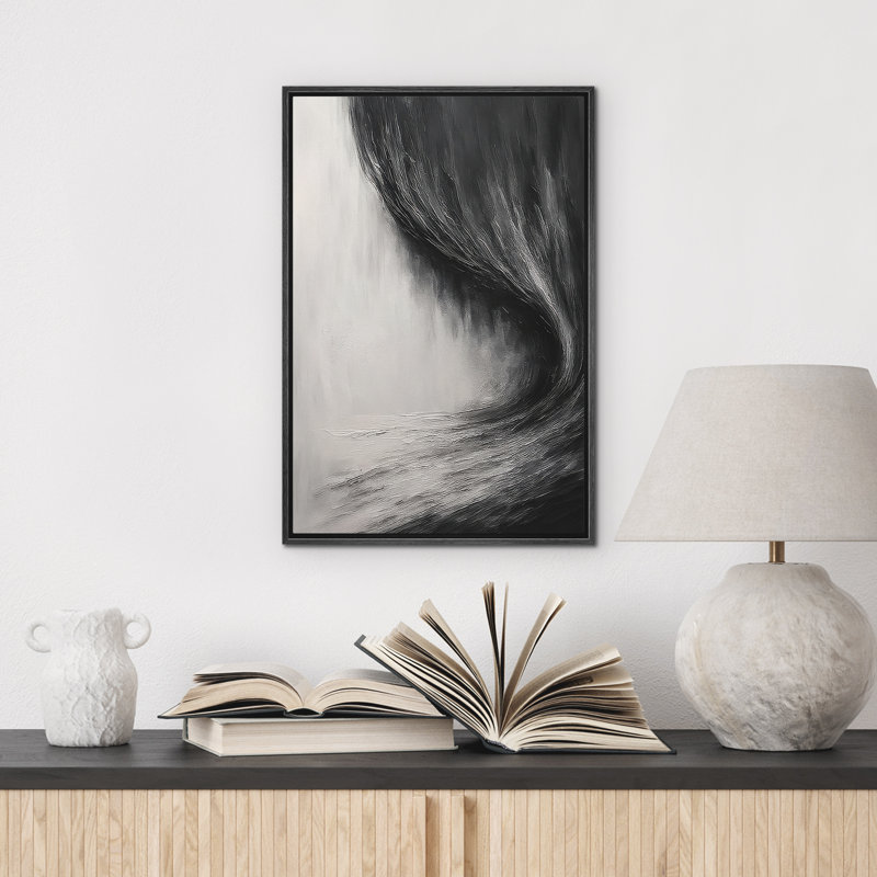 Reproduction d'art abstrait sur toile encadrée pour décoration intérieure moderne, H 24 po x l 16 po, Noir