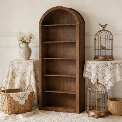 Chic Bookshelf,Wooden Display Shelving Unit,Arched Bookcase