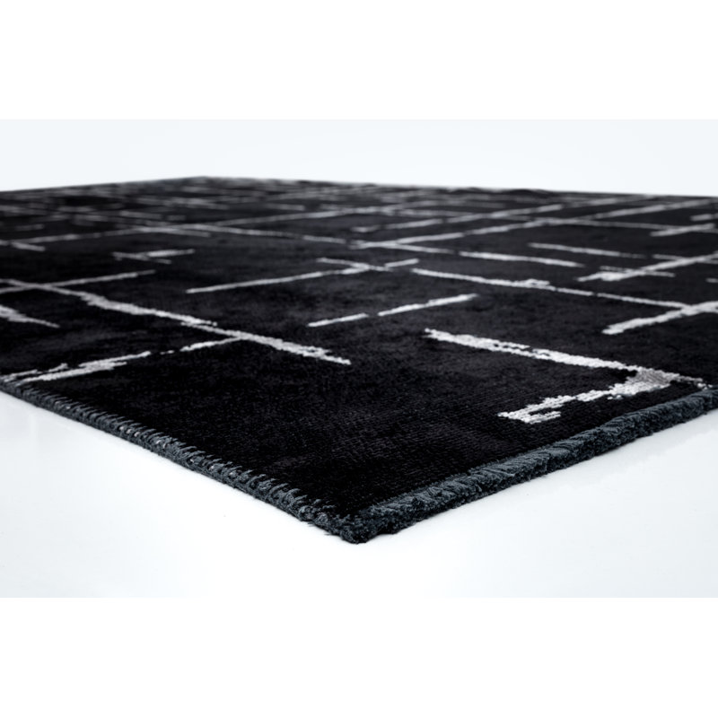 Rapture Gray/Black Geometric Luxury Area Rug, Rectangle 7'10" x 11'2"