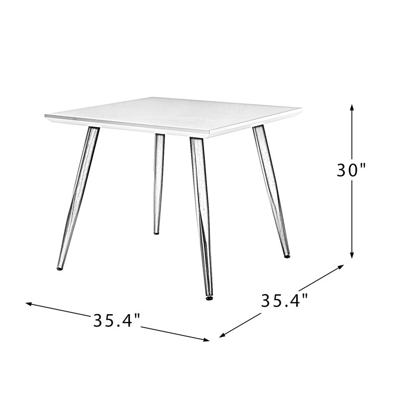 Axia Mid-century Modern Iron Rectangle Dining Table with Square optional, 30" H x 35.40" W x 35.40" L