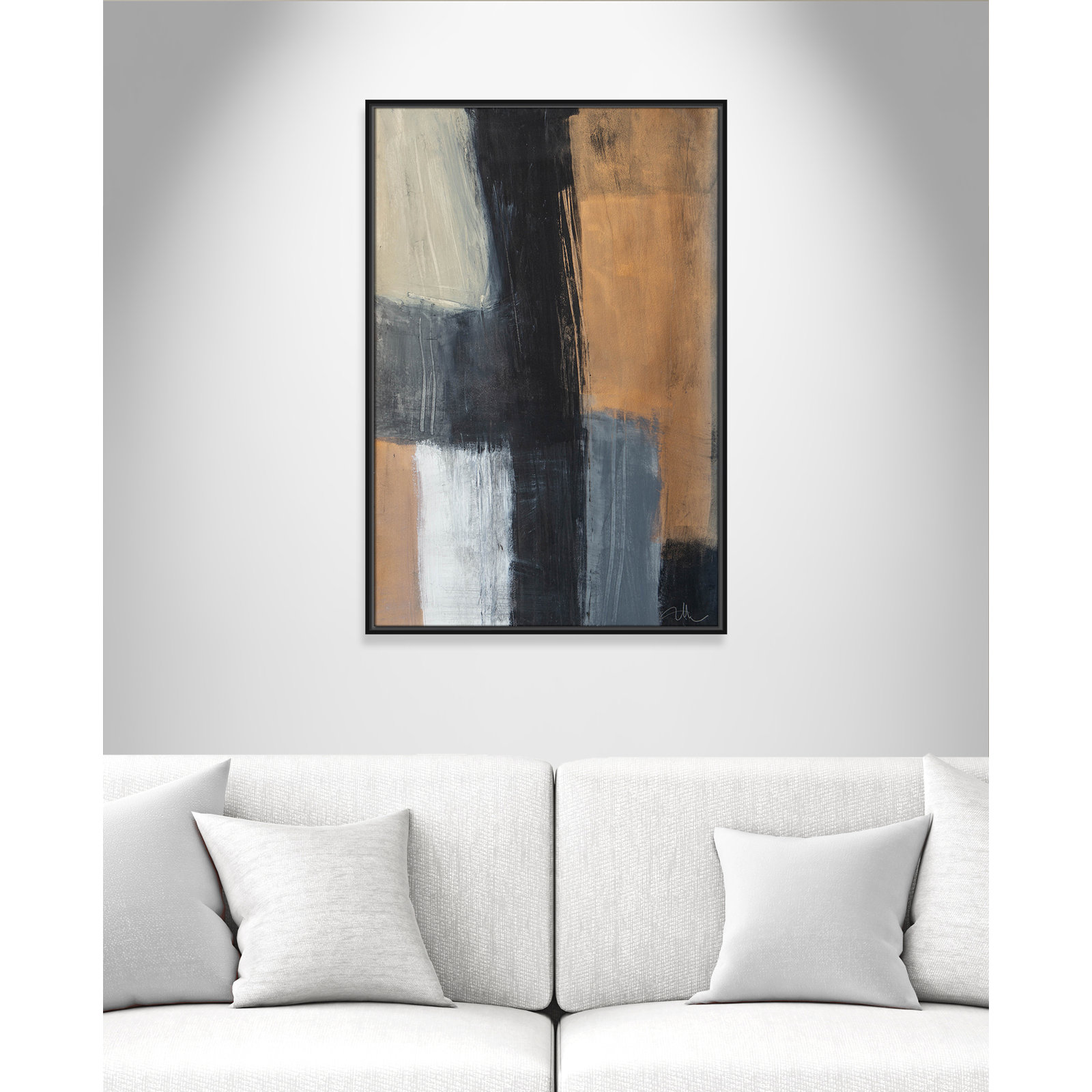 Calderon "Metallic Slate II" Print, 37.5" H x 25.5" W x 2" D, Black Floater Framed, No Mat