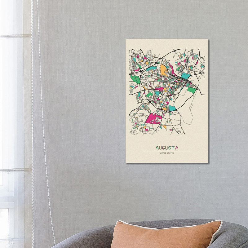 Augusta, Georgia Map by Ayse Deniz Akerman - Wrapped Canvas Gallery-Wrapped Canvas Giclée