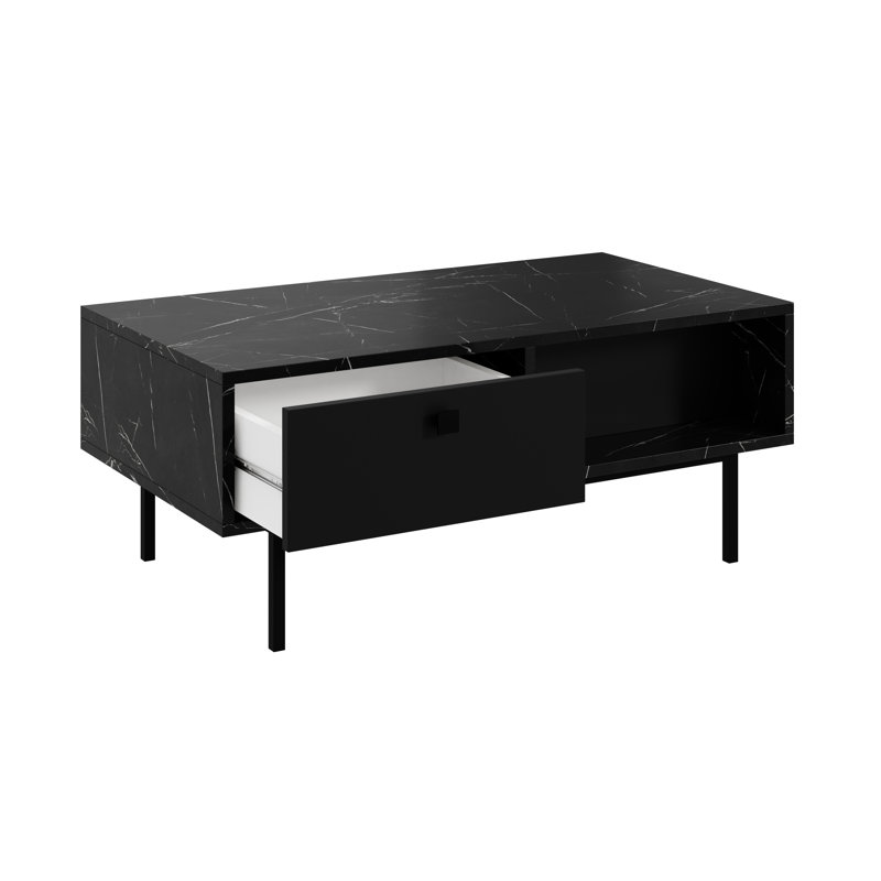 Coffee Table Ketan with Storage Space, Royal Marble Black