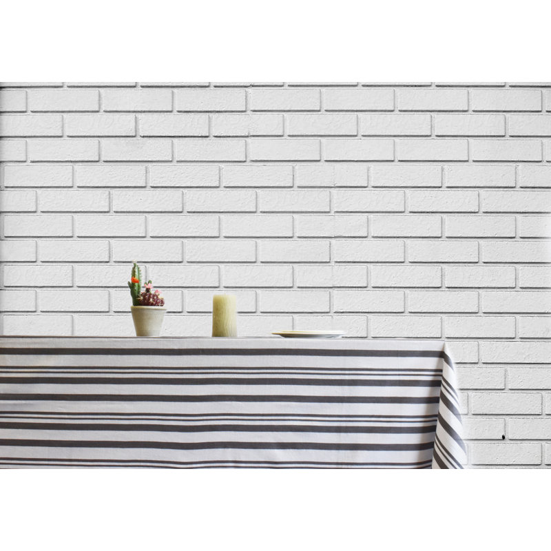 Nappe à rayures 100% coton Wilson, Gris, L 108 po x l 60 po