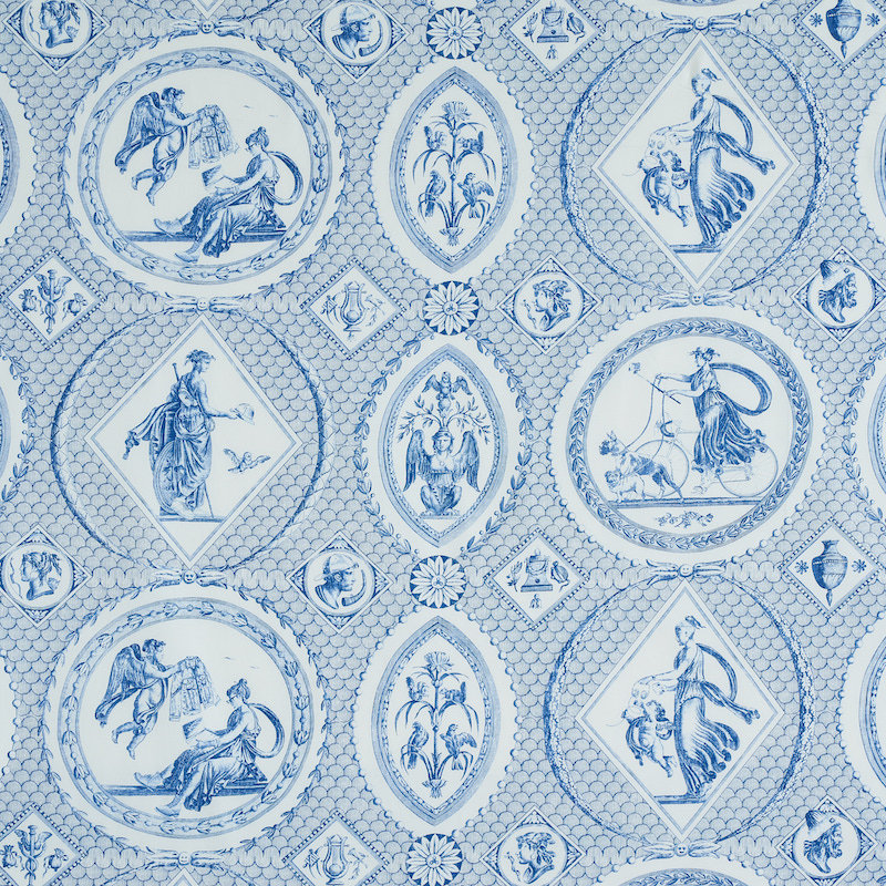 Tissu 100% coton Les Scenes, bleu