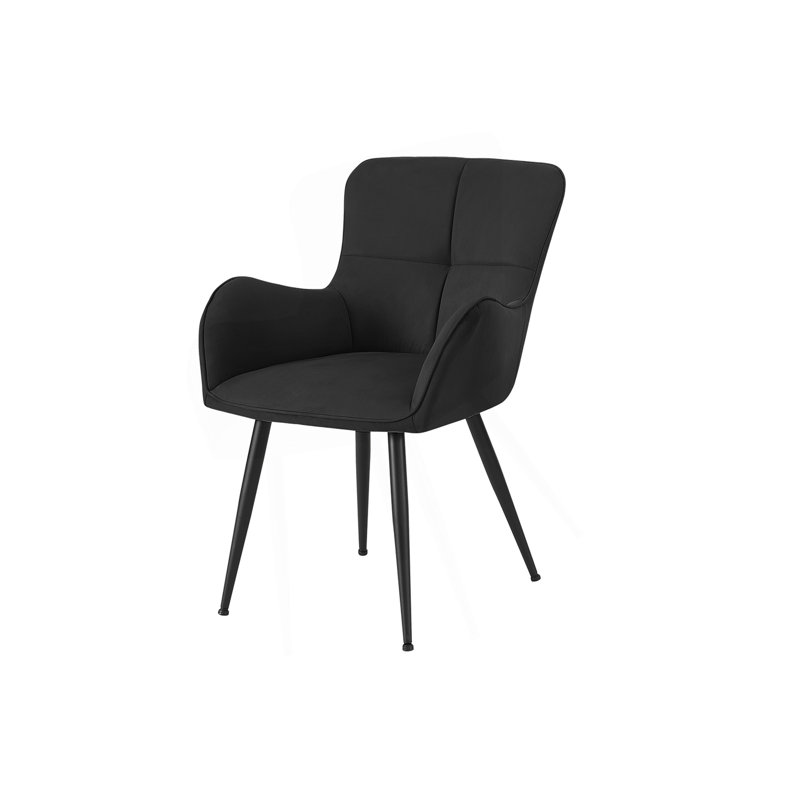 Chaise de salle à manger, hauteur 33 po, ensemble de 2, rembourrée, latérale, salle à manger, cuisine, aspect suède noir, métal noir, contemporain, moderne