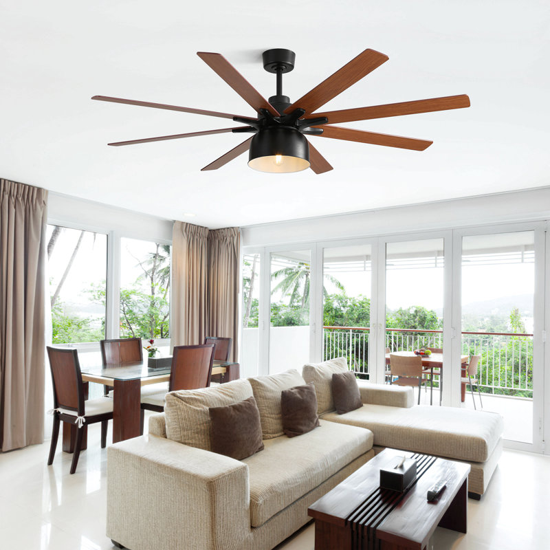Ceiling Fan With 6 Speed Wind 8 Dual Colors Blades Remote Control Reversible Dc Motor With Light, 52" Wide