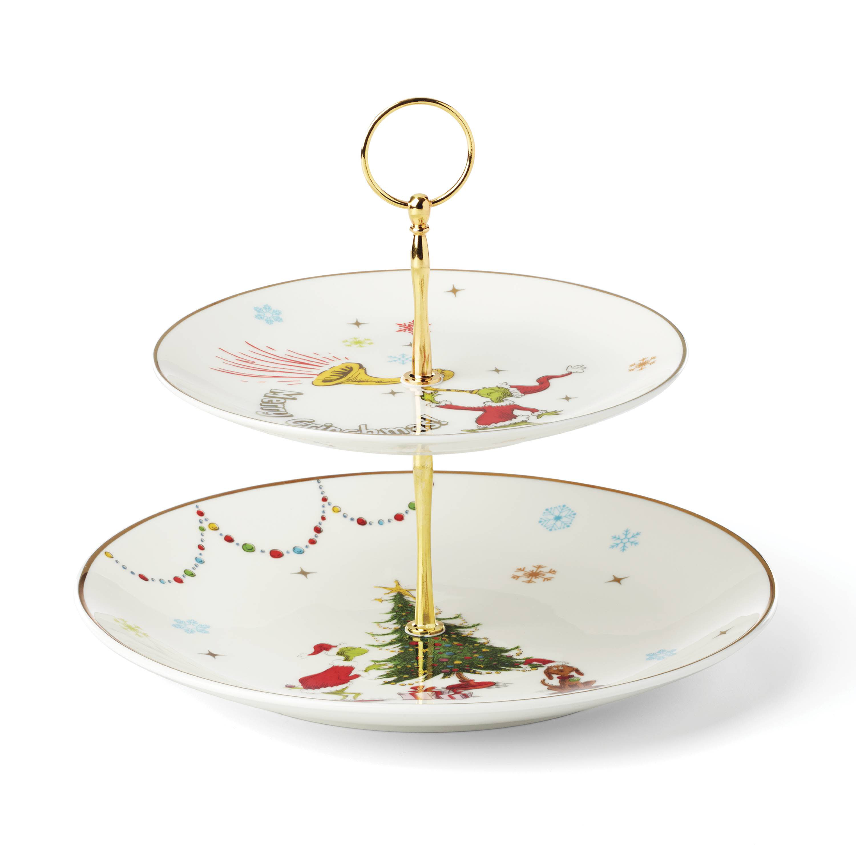 (4) Christmas grinchie candy porcelain dishes by store Lenox