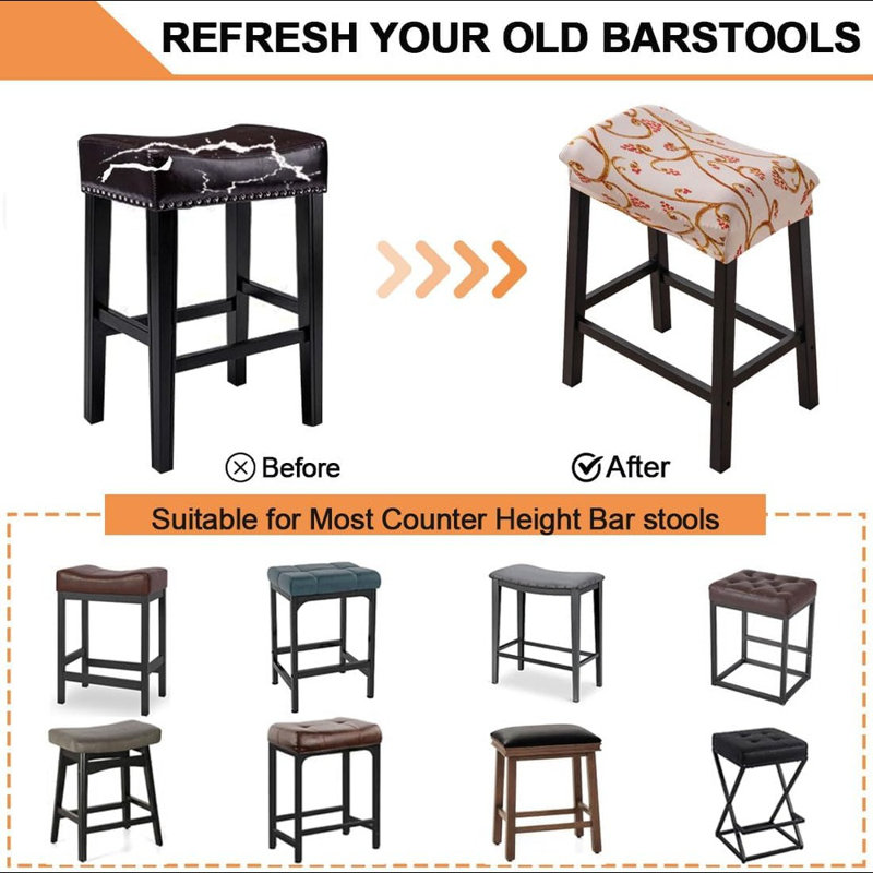 Bar Stool Cover Rectangle Set Of 4 Printed Stretch Counter Height Bar Stools Slipcovers Saddle Stool Slipcover Bench Seat Protector Backless Bar Stools Covers For Kitchen Counter