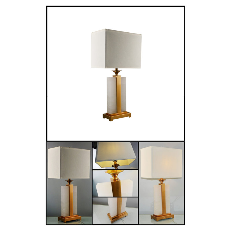 Rhodes 25.98" Antique Brass/White Table Lamp