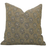 Block Print Throw Pillow Cover MNHGRTLSquare