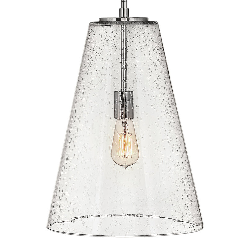 Luminaire suspendu conique à 1 lumière Evanne, Nickel poli