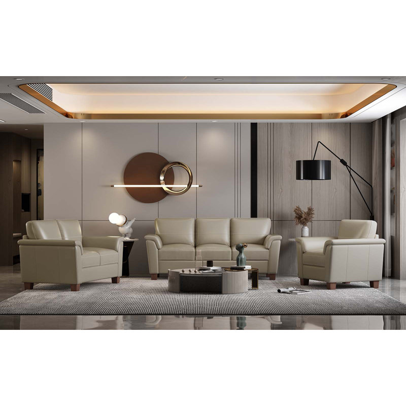 Arosh Square Arm Sofa, Beige Cotton Blend