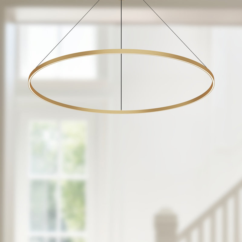 Cerchio 1 - Light LED Pendant, 1.5" H x 59" W x 59" D, Brushed Gold