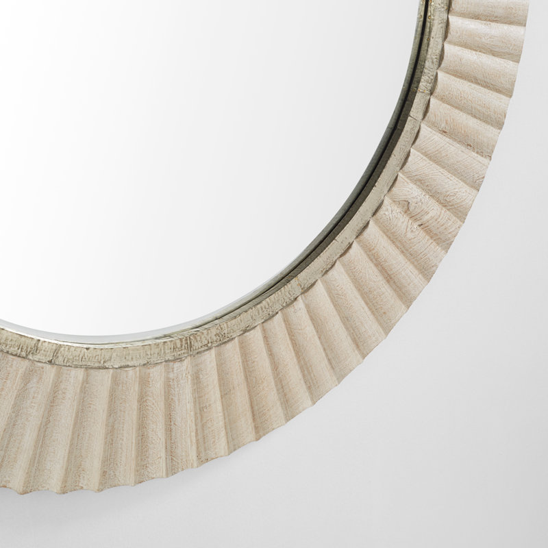 Estriada Round Solid Wood Beveled Mirror