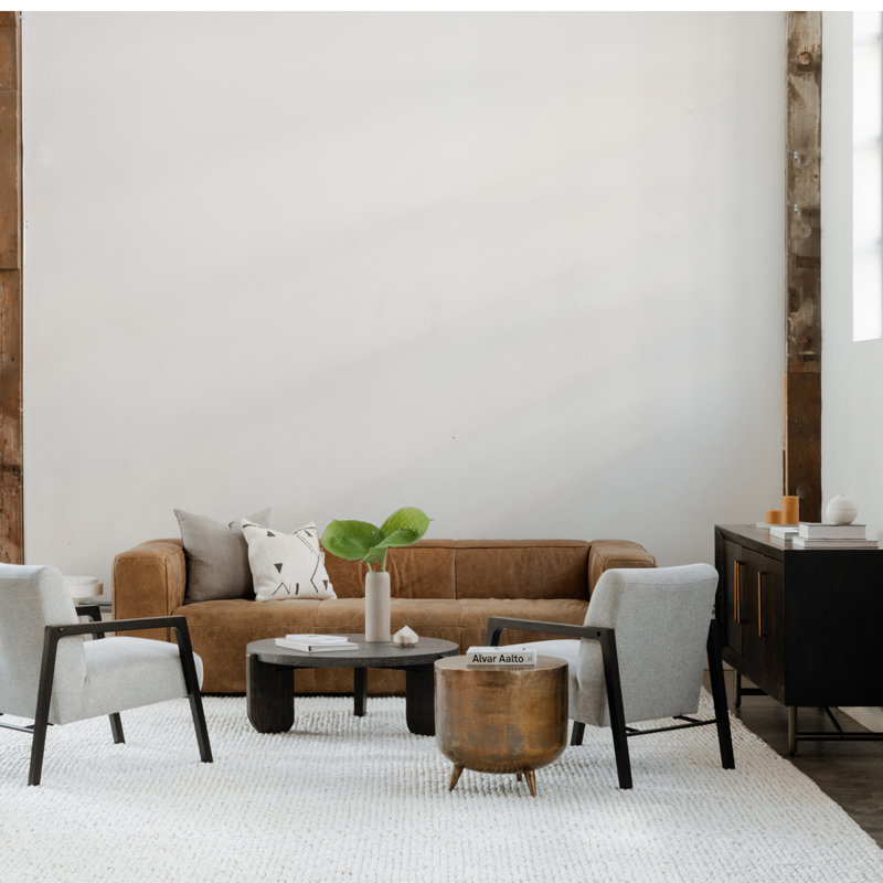 Dillington 101'' Leather Sofa, Cappuccino Genuine Leather