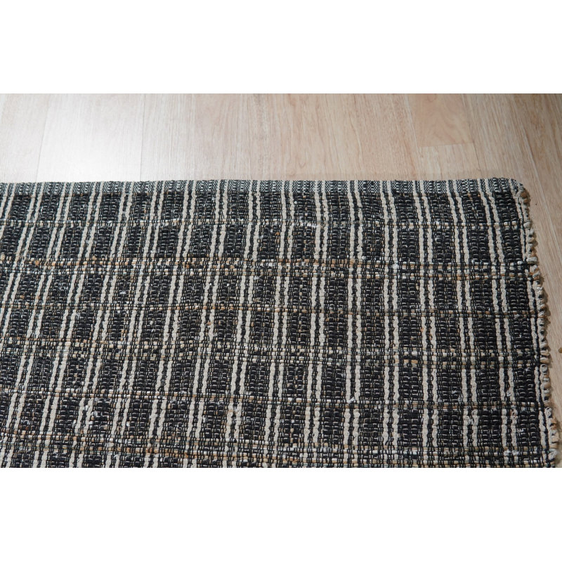 Tapis contemporain gris à rayures verticales gris en laine nouée à la main, 4 pi x 6 pi