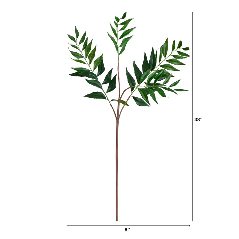 38" Green Artificial Palmate Fern Stems, Set of 3