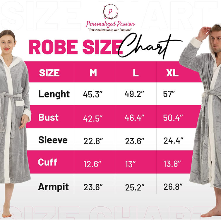 Personalized Hooded Plush Robes Women-Men Custom Name/Monogram Bathrobes