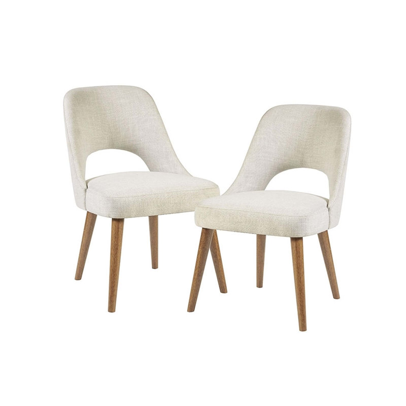 Dining Side Chairs, Set of 2, Brown, Cream