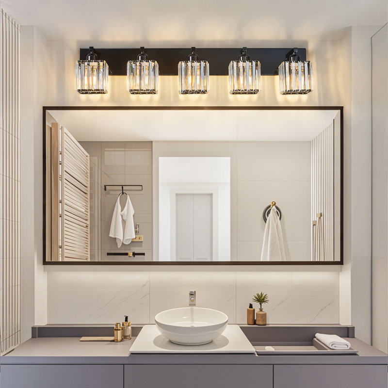 Lanceton Dimmable Vanity Light, 5 Lights, Plated Black