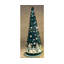 LED Lighted Snowy Forest Glass Christmas Cone Tree Decoration - 11.5"