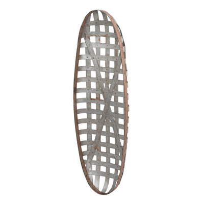 12.5" X 3" X 37.5" Metal Wall Art With Grid Pattern