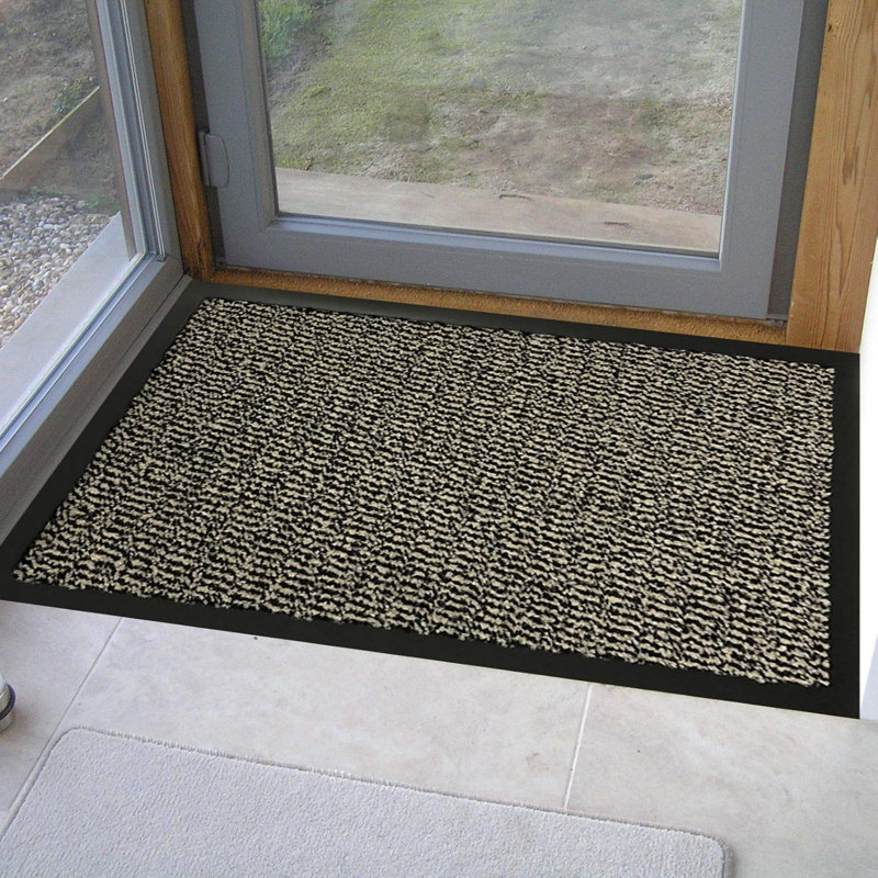 Non-Slip Striped Doormat, Brown