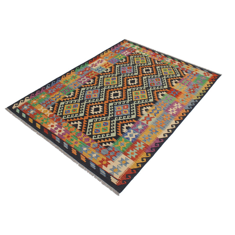 Tapis rouille / bleu en laine noué à la main 8 pi 5 po x 10 pi 1 po Cedorah Southwestern