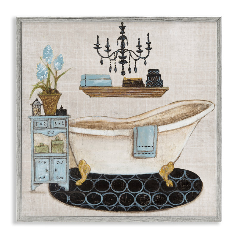 Estampe numérique pour salle de bain bleue, design par Janet Tava, Estampe numérique Farmhouse, H 12 po x l 12 po