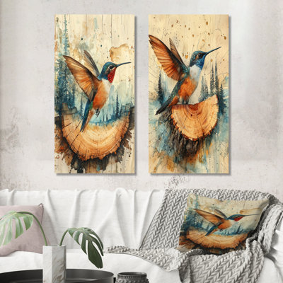 Colibri dans la forêt I - animaux, impressions sur toile 2 pièces