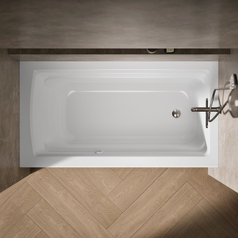 Archer 60" x 32" Alcove Air Acrylic Bathtub Heater Included, White, Right