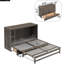 Grand lit, finition gris antique - structure robuste et lit de charge pratique pour grand lit, espace de rangement pratique intégré