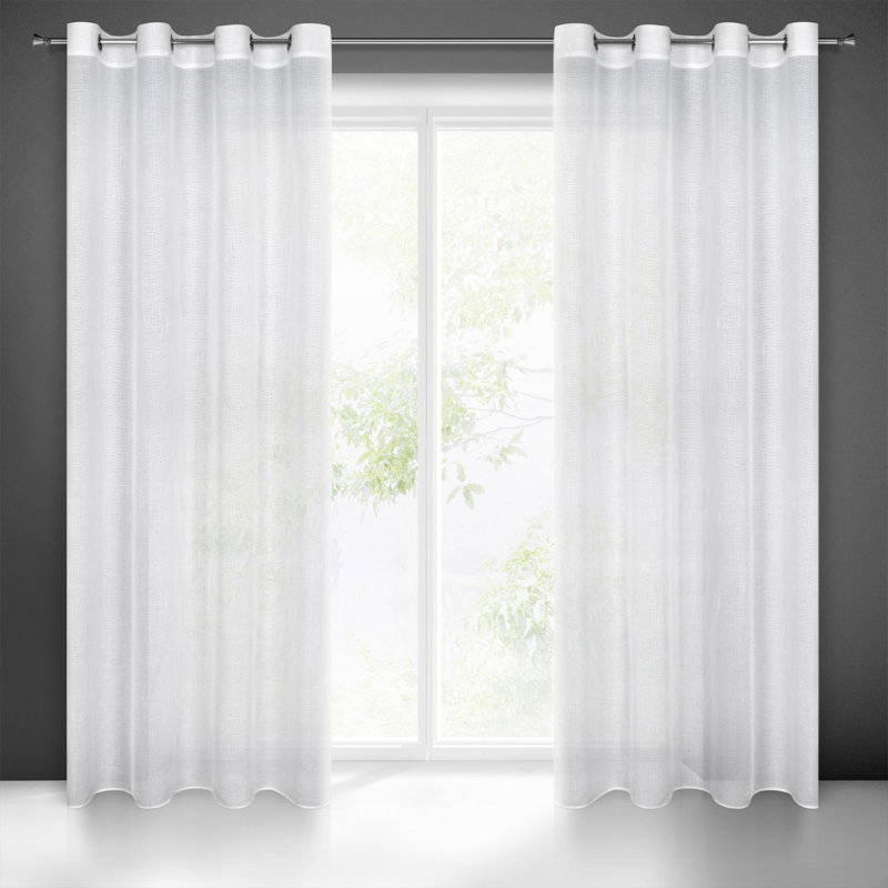 Gylys Eyelet Semi Sheer Curtain, White