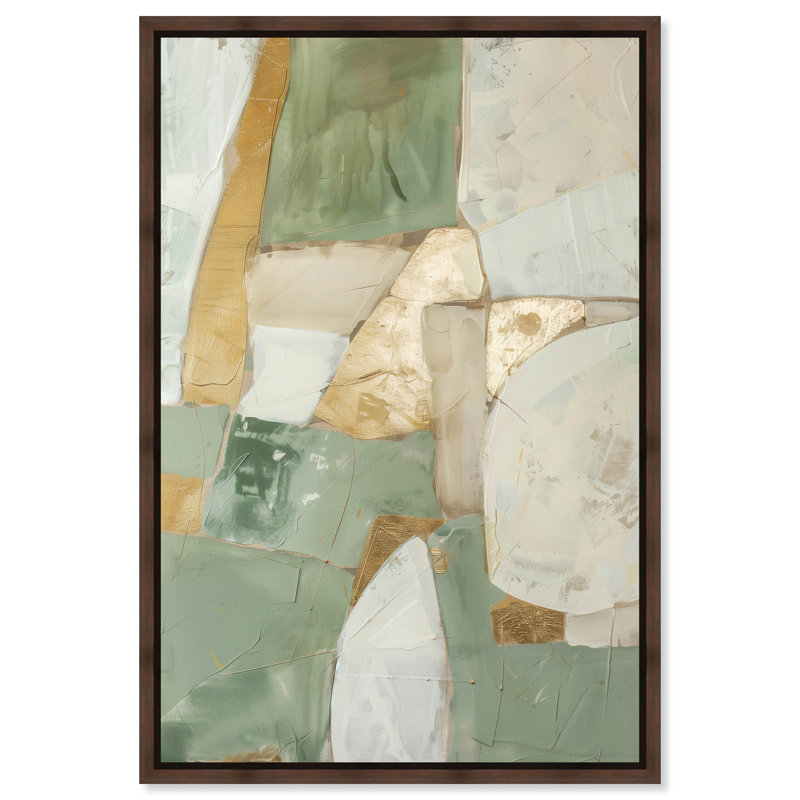 Sage Green Boho Elegant Abstract Wall Art by Art Remedy, Silver Framed, 25" H x 17" W