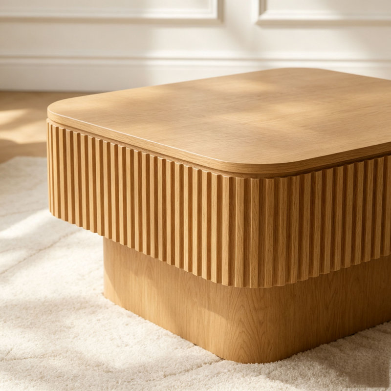 Table basse carrée avec rangement Table d'appoint moderne en placage de bois massif Table basse pour salon, chambre à coucher, appartement ou bureau