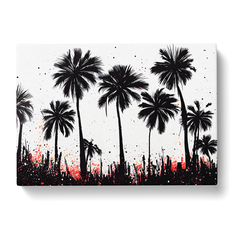 Palm Tree Splatter Abstract - Wrapped Canvas, 40cm H x 60cm W x 3cm D
