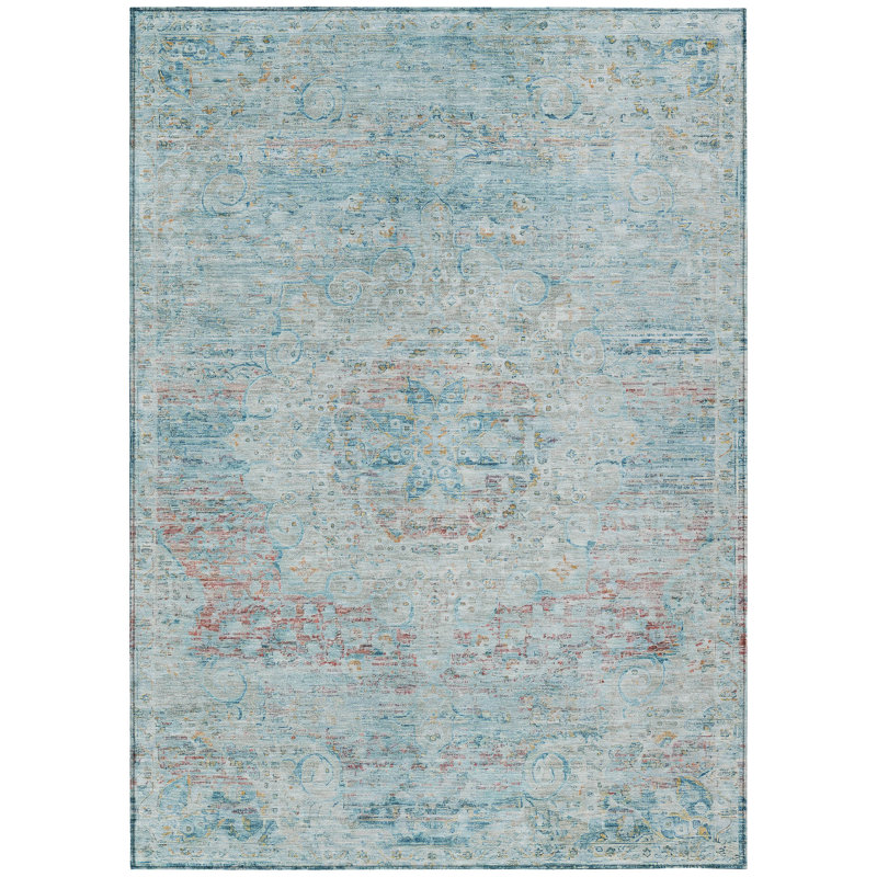 Tapis intérieur / extérieur bleu Rosantha, 2 pi 6 po x 3 pi 10 po