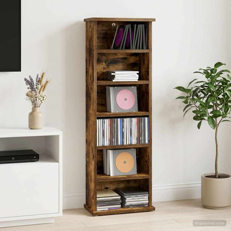 92 cm H Media Shelves, Smoked Oak